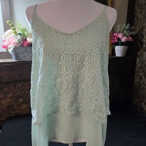 Alya Mint Green Lace Camisole Top